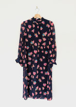 Load image into Gallery viewer, Navy and Pink Floral Long Sleeve Dress Size 10