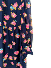 Load image into Gallery viewer, Navy and Pink Floral Long Sleeve Dress Size 10
