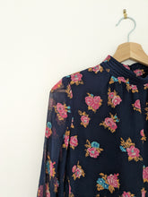 Load image into Gallery viewer, Navy and Pink Floral Long Sleeve Dress Size 10