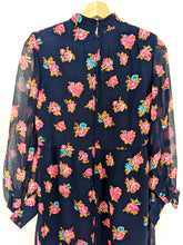 Load image into Gallery viewer, Navy and Pink Floral Long Sleeve Dress Size 10
