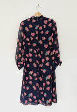 Load image into Gallery viewer, Navy and Pink Floral Long Sleeve Dress Size 10