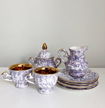 Load image into Gallery viewer, Blue, White and Gold Vintage Tea Set