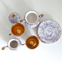 Load image into Gallery viewer, Blue, White and Gold Vintage Tea Set