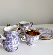 Load image into Gallery viewer, Blue, White and Gold Vintage Tea Set
