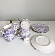 Load image into Gallery viewer, Blue, White and Gold Vintage Tea Set