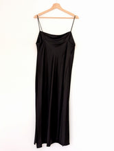 Load image into Gallery viewer, Satin Feel Black Slip Dress. Size 12