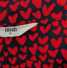 Load image into Gallery viewer, Heart Print Red and Black Hush Dress Size 10.