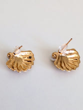 Load image into Gallery viewer, Gold Plated Shell Stud Earrings with Faux Pearl