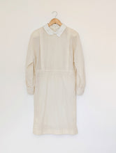 Load image into Gallery viewer, Vintage Cream Long Sleeve Dress with Collar and Bow. Size 12