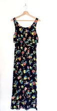 Load image into Gallery viewer, Navy and floral vintage maxi dress