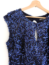 Load image into Gallery viewer, Ossie Clark Blue Sequin Dress. Size 14