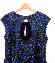 Load image into Gallery viewer, Ossie Clark Blue Sequin Dress. Size 14