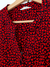 Load image into Gallery viewer, Heart Print Red and Black Hush Dress Size 10.