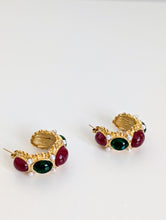 Load image into Gallery viewer, Gold Plated Hoop Earrings with Stones
