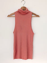 Load image into Gallery viewer, Coral Knitted Sleeveless Roll Neck Jumper. Size 8