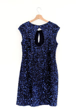 Load image into Gallery viewer, Ossie Clark Blue Sequin Dress. Size 14