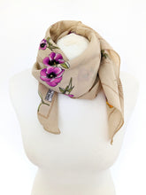 Load image into Gallery viewer, Cream and Pink Floral Vintage Scarf. 30 x 30&quot;
