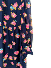 Load image into Gallery viewer, Navy and Pink Floral Long Sleeve Dress Size 10
