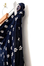 Load image into Gallery viewer, Navy and Cream St Michael Floral Pleated Skirt Size 12
