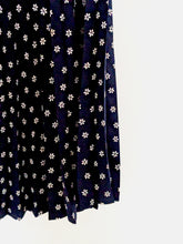 Load image into Gallery viewer, Navy and Cream St Michael Floral Pleated Skirt Size 12
