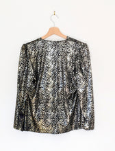 Load image into Gallery viewer, Metallic Black and Silver Vintage Top Size 10
