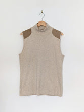 Load image into Gallery viewer, Ralph Lauren Cream Top with Suede Shoulders Size 14
