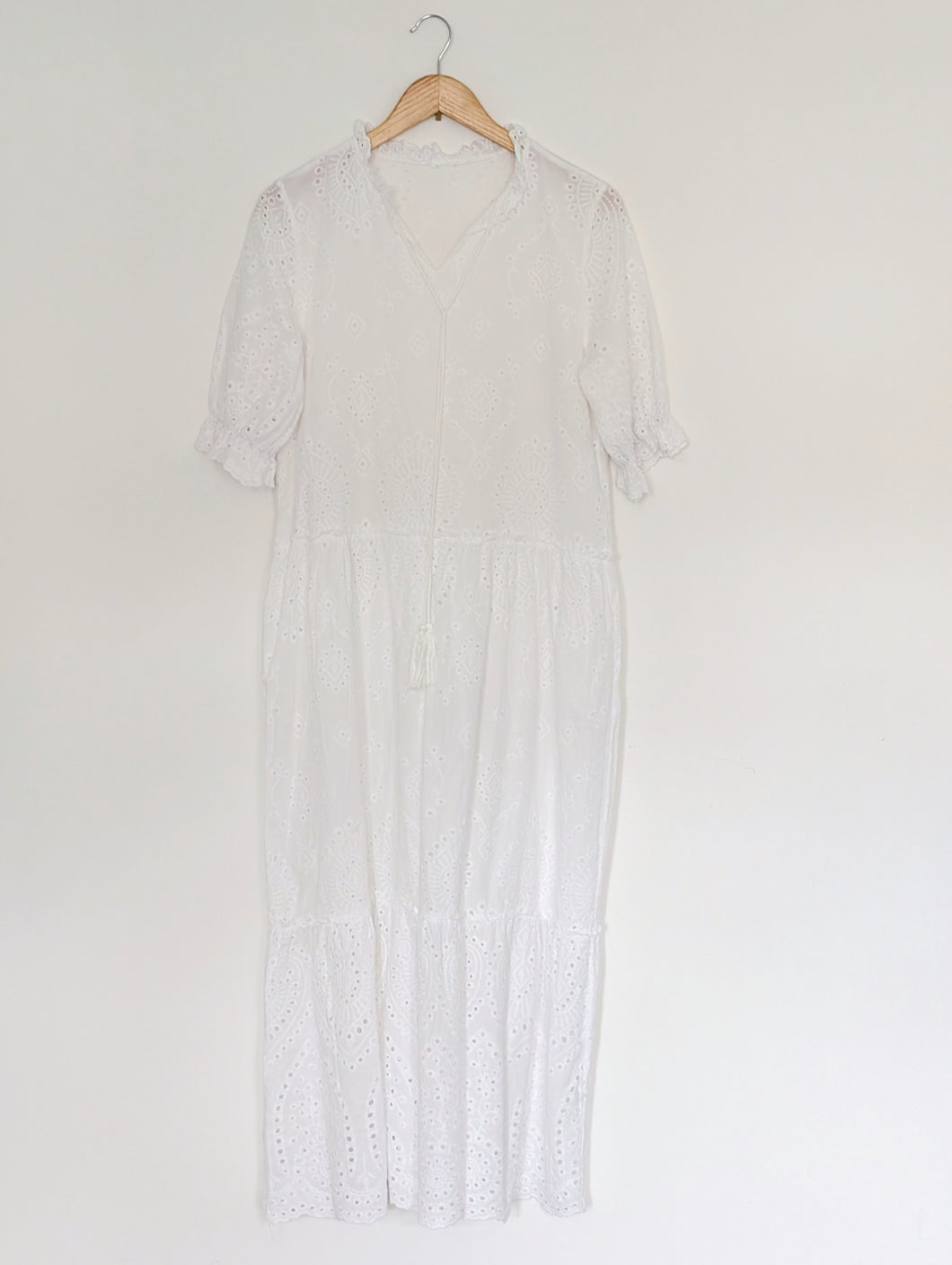 White Broderie Anglais Dress. Size 14