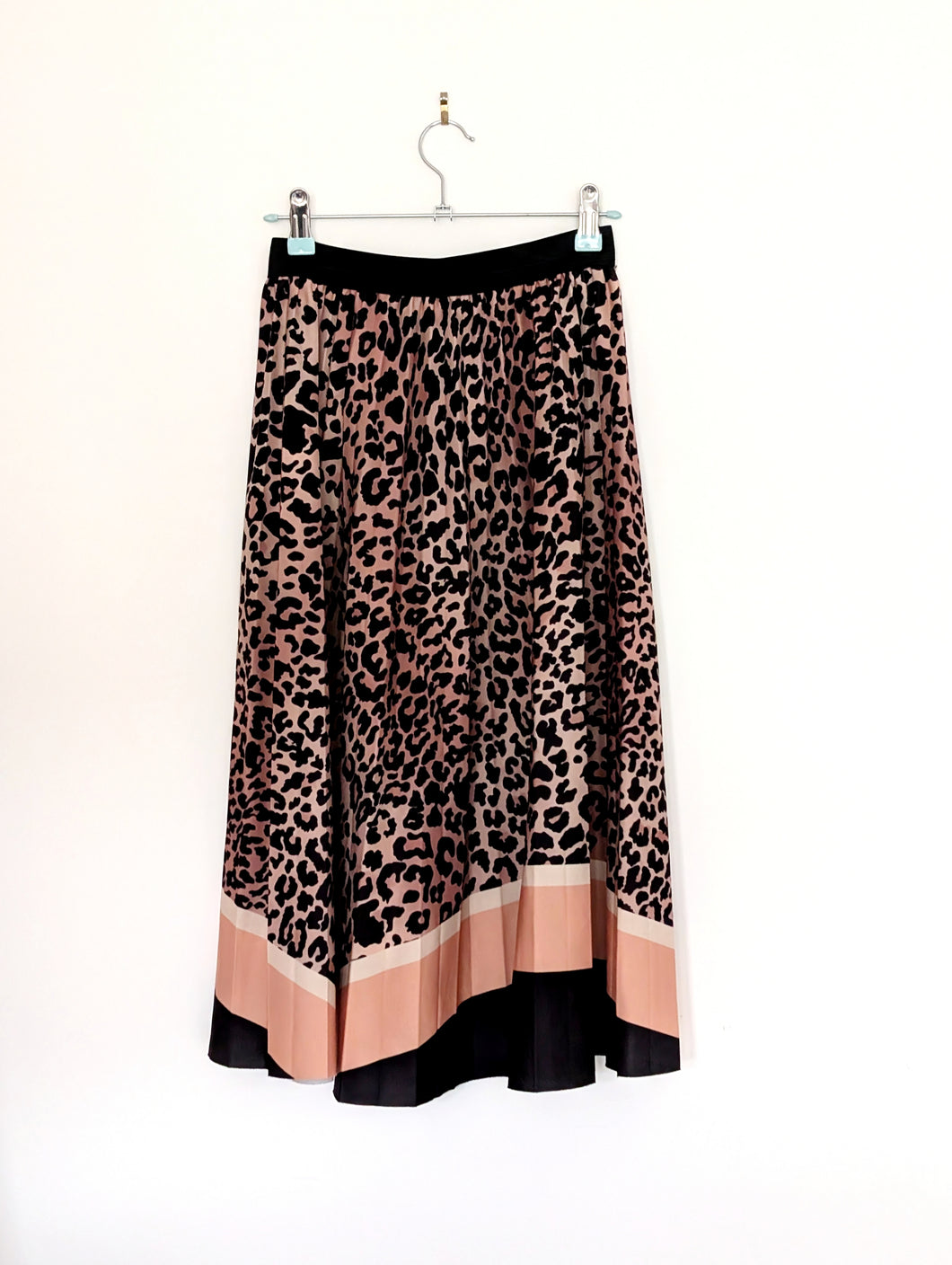 Pleated Animal Print Midi Skirt Size 8