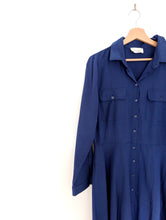 Load image into Gallery viewer, Full Length Blue Cotton Shirt Dress. Size 10
