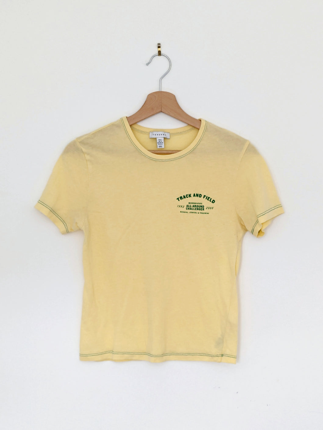 Yellow Retro Topshop T Shirt Size 8