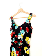 Load image into Gallery viewer, Navy and Floral Cotton Dress with Belt. Size 8
