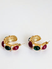 Load image into Gallery viewer, Gold Plated Hoop Earrings with Stones
