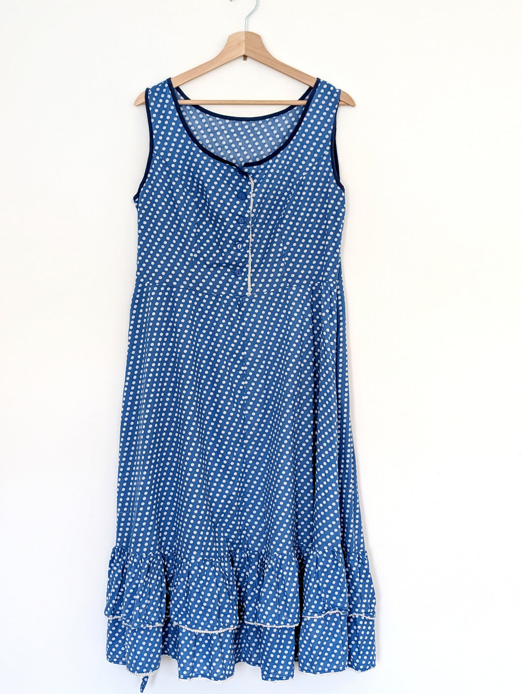 Pale Blue and White Polka Dot Dress. Size 16