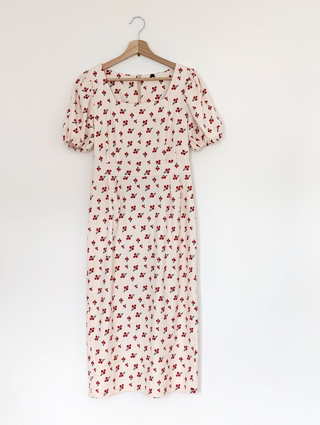Cream and Cherry Dress. Size 8