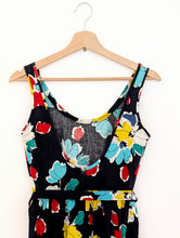 Load image into Gallery viewer, Navy and Floral Cotton Dress with Belt. Size 8

