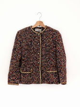 Load image into Gallery viewer, Multi Coloured Tweed Jacket with Sequins. Size 10
