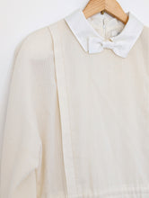 Load image into Gallery viewer, Vintage Cream Long Sleeve Dress with Collar and Bow. Size 12
