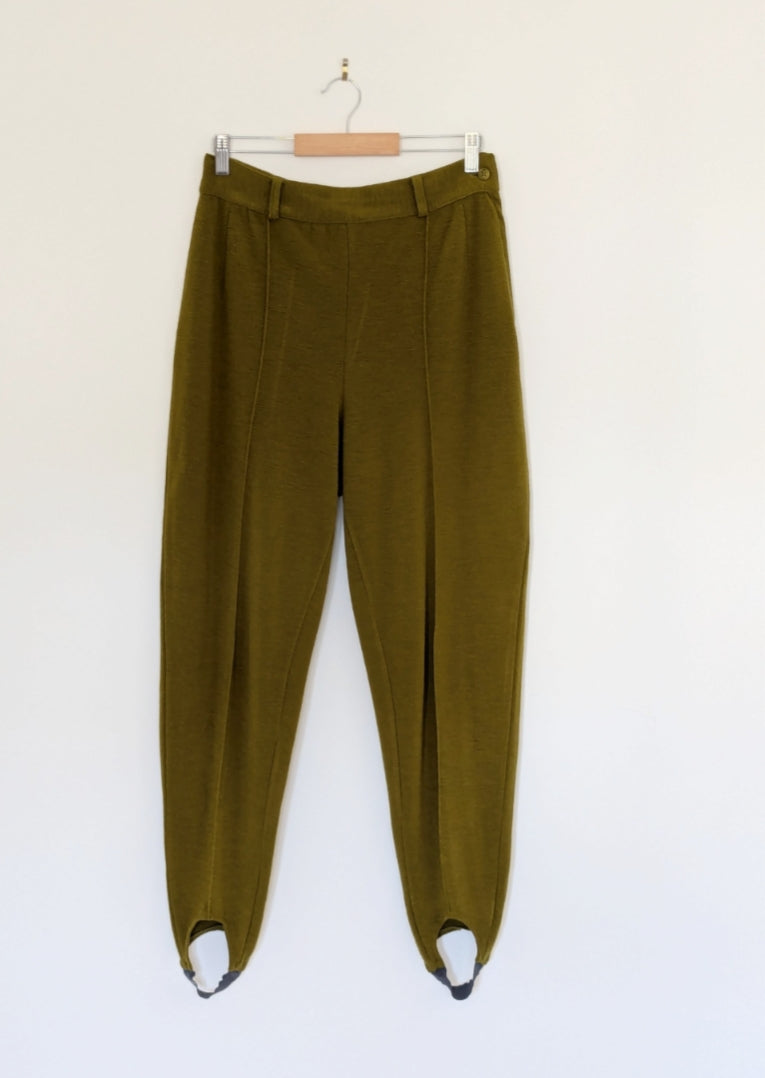 Olive Green Trousers with Stirrups Size 12