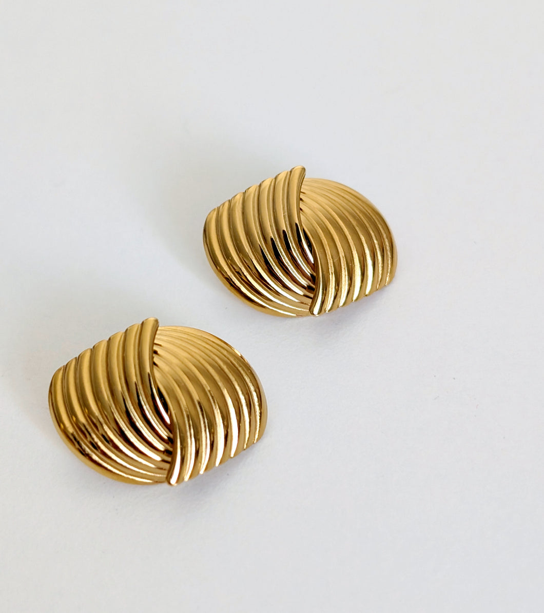 Art Deco Style Gold Stud Earrings