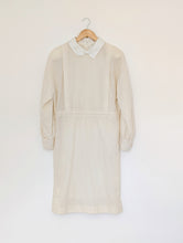 Load image into Gallery viewer, Vintage Cream Long Sleeve Dress with Collar and Bow. Size 12
