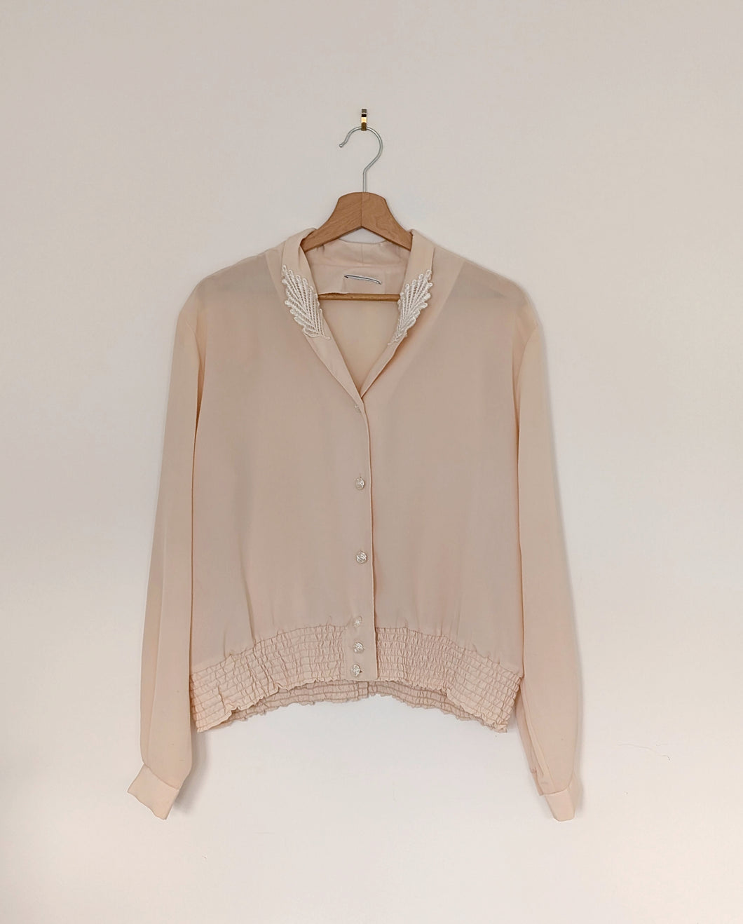 Cream Blouse with Rose Buttons Size 14