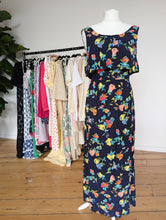 Load image into Gallery viewer, Navy and Floral Cotton Maxi Dress Size 10
