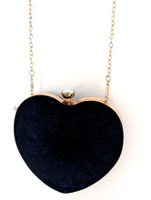 Load image into Gallery viewer, Black Heart Shaped Bag with Gold Strap
