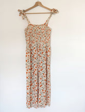 Load image into Gallery viewer, Cream button down dress with orange floral print. Size 10
