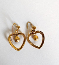Load image into Gallery viewer, Gold Plated Heart Earrings with Purple Stone
