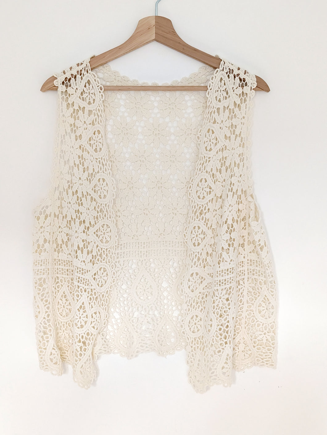 White Crochet Waistcoat. Size 14