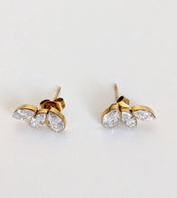 Load image into Gallery viewer, Gold Plated Stud Earrings with Diamante Stones
