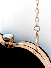 Load image into Gallery viewer, Black Heart Shaped Bag with Gold Strap
