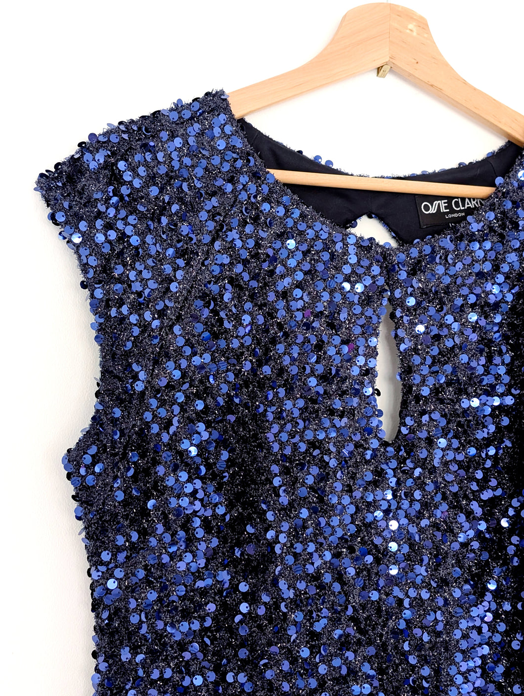 Ossie Clark Blue Sequin Dress. Size 14