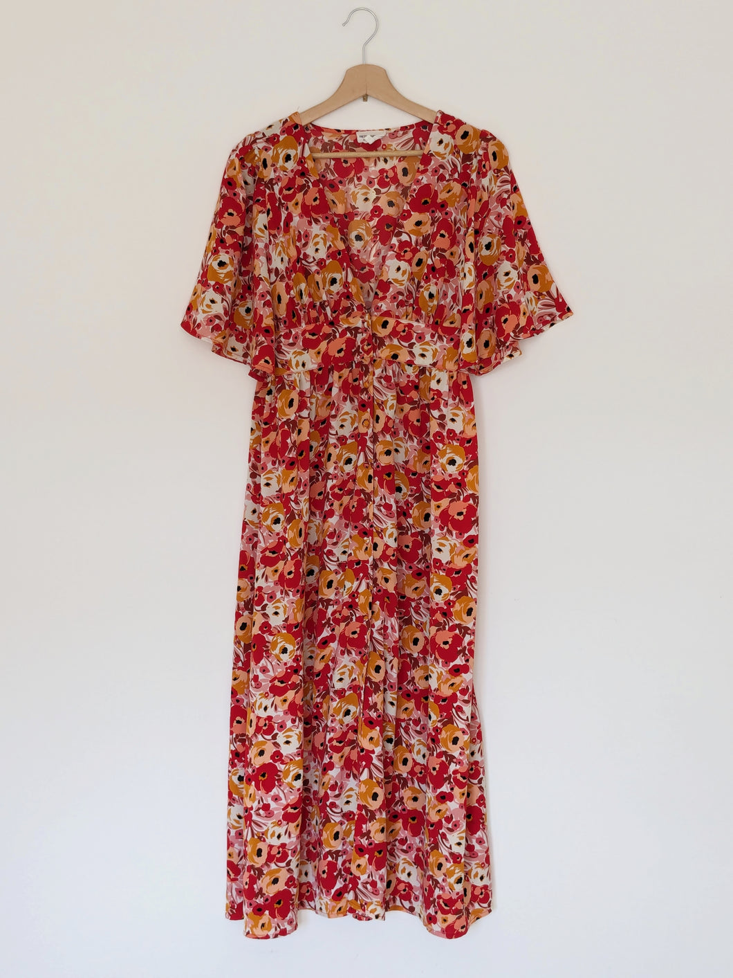 Red Floral Maxi Dress. Size 12